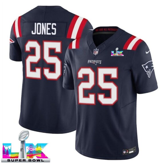 Mens or Youths Choose Marcus Jones Super Bowl LX Stitched Jersey Navy Vapor